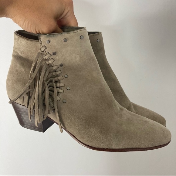 Sam Edelman Rudie Studded Fringe Bootie Women's 7.5 Western Suede - Picture 2 of 9